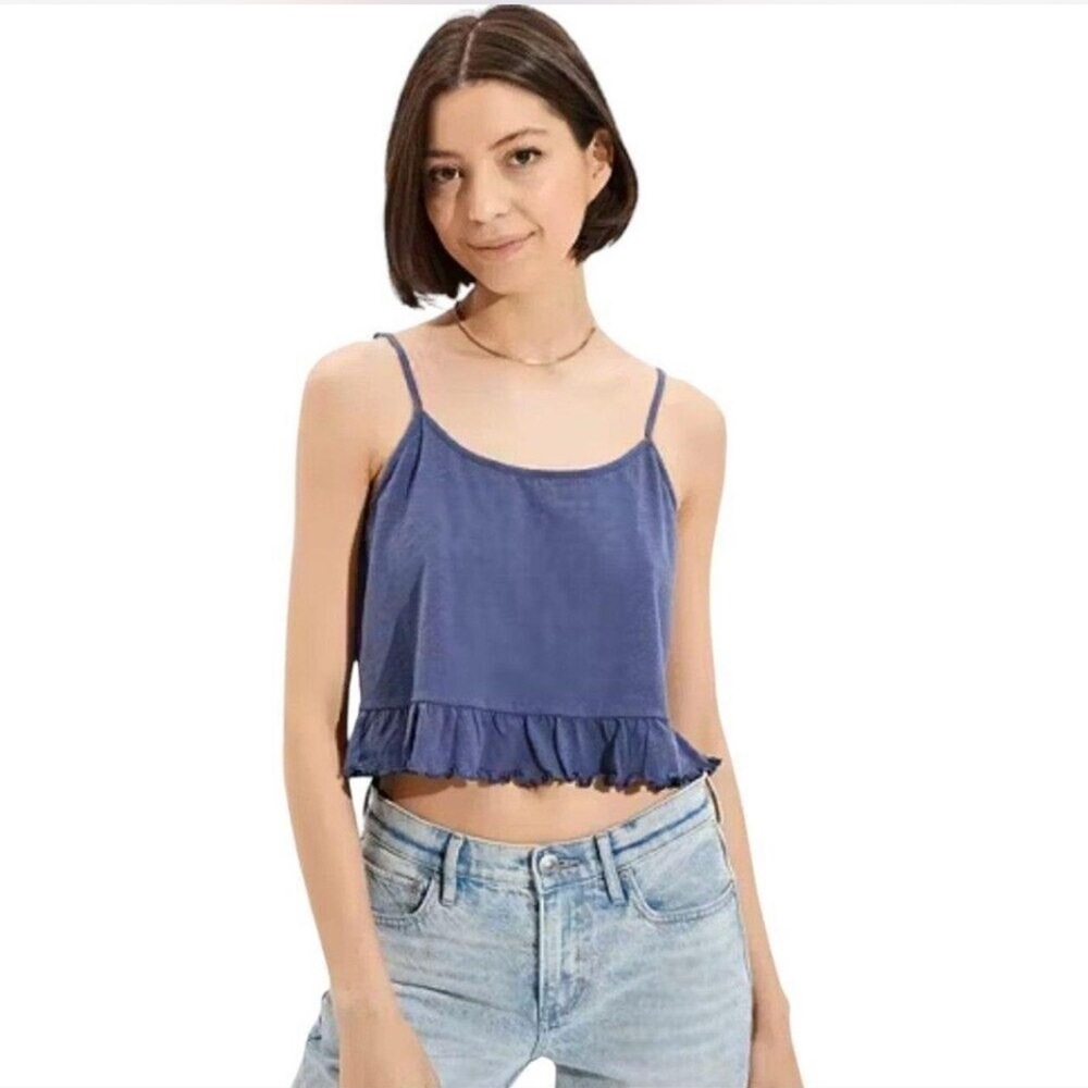 American Eagle‎ Ruffle Hem Cropped Tank Top Cami size M